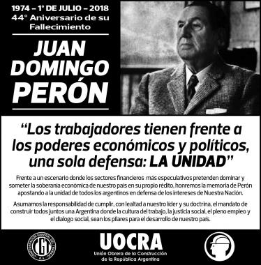 Foto noticia UOCRA -  44 Aniversario del Fallecimiento de Juan Domingo Perón 