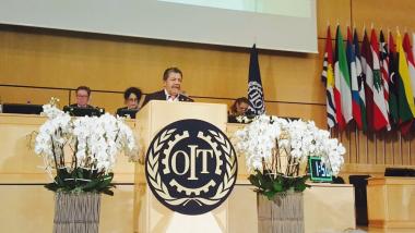 Foto noticia UOCRA - Exposición del Delegado Titular de los Trabajadores Gerardo Martinez en la 106° Conferencia Internacional del Trabajo - OIT