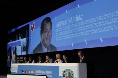 Foto noticia UOCRA - Discurso de apertura de Gerardo Martínez, vicepresidente de la IV Conferencia Mundial sobre Erradicación Sostenida del Trabajo Infantil