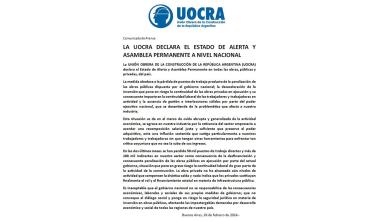 Foto noticia Internacional - LA UOCRA DECLARA EL ESTADO DE ALERTA Y ASAMBLEA PERMANENTE A NIVEL NACIONAL