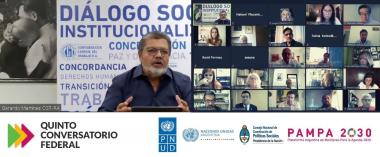 Foto noticia UOCRA - Gerardo Martínez participó del Quinto Conversatorio Federal de Pampa 2030 sobre hábitat y desarrollo humano integral.